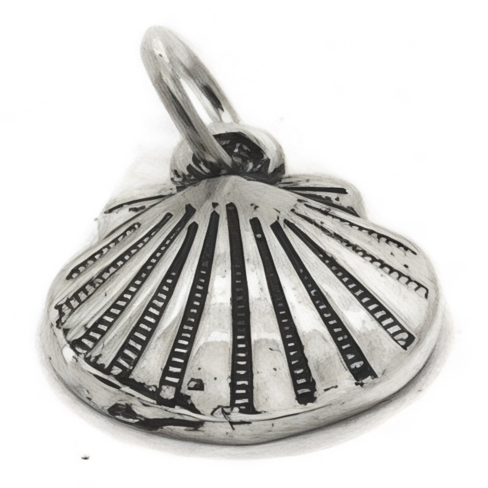 Scallop Shell Pendant Charm .925 Sterling Silver